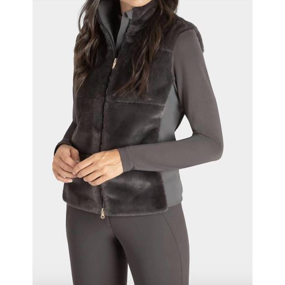 NEW EQUILINE licorice eco-fur women's vest in liquorice - Picture 3 of 3